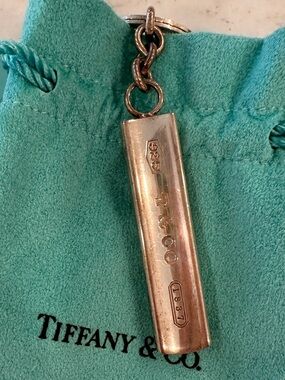 Tiffany & Co. Silver Bar Key Charm with Tiffany Blue Pouch